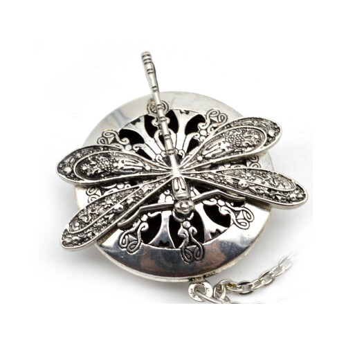 1 Piece Silver Dragonfly Aromatherapy Diffuser Pendant Necklace 1