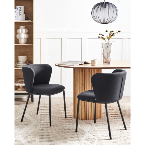Beliani Set of 2 Dining Chairs MINA Fabric Black 1