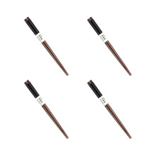 4 Paar japanische Essstäbchen aus Naturholz, Vorteilspackung, Küchenutensilien, Theaceae Schwarz