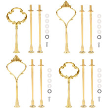 Set mit 4 dreistöckigen Tortenständern mit Griffen, 2 Arten von mehrstöckigen Obsttortenständern, Gold