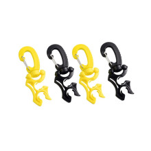 4 Packs of Diving Hose Clamps, Diving Hose Holder Clips, Double BCD Diving Hose Holders with Carabiner Hooks and Buckles