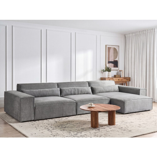 Beliani Modular Corner Sofa 4 Seater HELLNAR Left Hand Grey Fabric 1