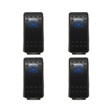 4 x 12V 20 Amp Waterproof Blue LED On/Off Boat Marine SPST 3P Rocker Switch with Light
