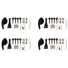 4 x 4/4 Ebenholz-Violinenteile: Saitenhalter, Wirbel, Kinnhalter, Ahornsteg-Set
