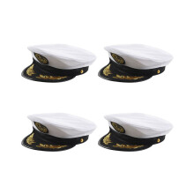 4X Erwachsene Yachtkapitänsmütze Marinekappe Schiffskostüm Partykostüm Schwarz Weiß