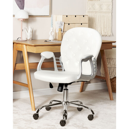 Beliani Office Chair PRINCESS Faux Leather White 1