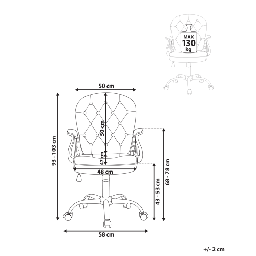 Beliani Office Chair PRINCESS Faux Leather White 2