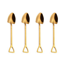 4x Gold Kreativer Edelstahl 304 Kleiner Löffel Design Vergoldetes Geschirr Kaffeelöffel Eiscremelöffel