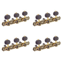 4x Gitarrenmechaniken, klassische Gitarrensaiten, Stimmwirbel, Schlüssel, Gold, 3L Stimmschlüssel, Teile,
