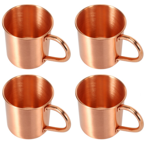 4x ren koppar Moscow Mule-mugg solid slät utan innerfoder för cocktail, kaffe, öl, mjölk, vatten, kopp,