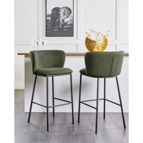 Beliani Set of 2 Bar Chairs MINA Dark Green 1