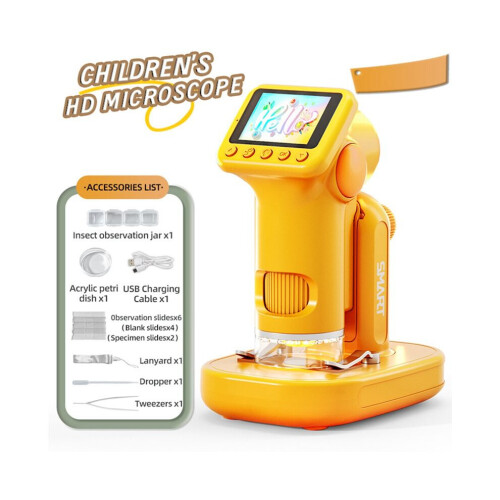 1600X Handheld Microscope with 2-inch Screen, Children's Magnifying Lens, Portable Electronic Microscopes, 2