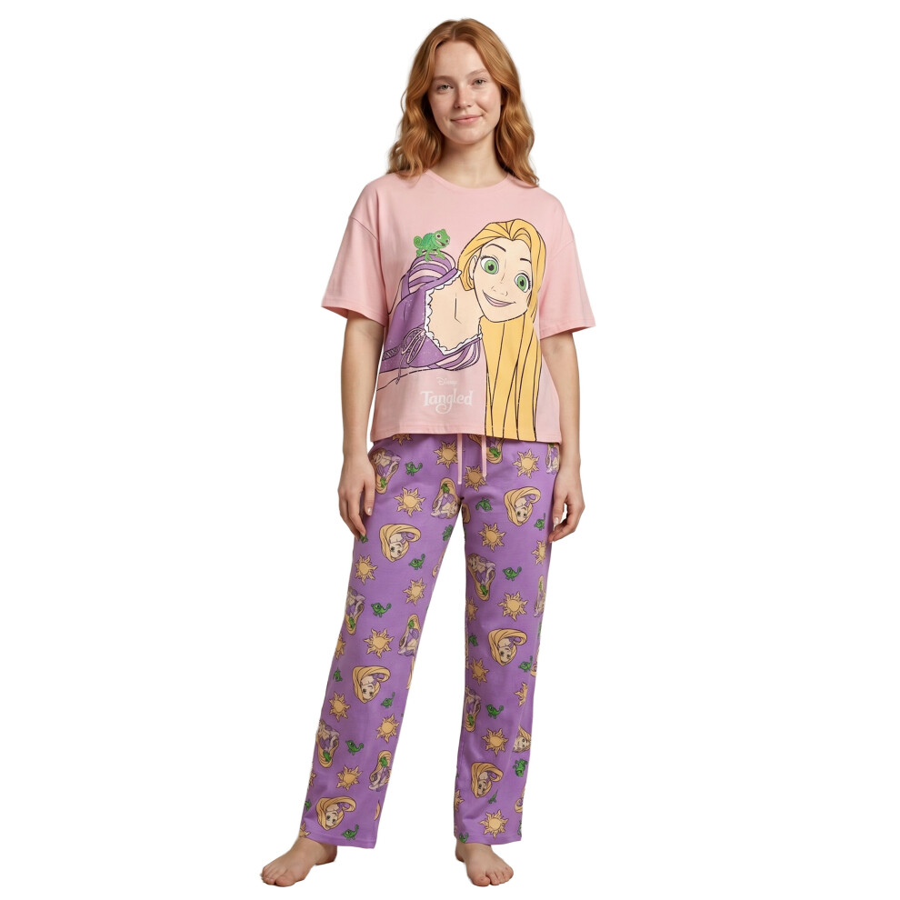 Disney (Large) Rapunzel Short Sleeve Long Leg Pyjama Set (Womens Pink)