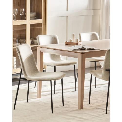 Beliani Set of 4 Dining Chairs GLENDIVE Fabric Light Beige 1