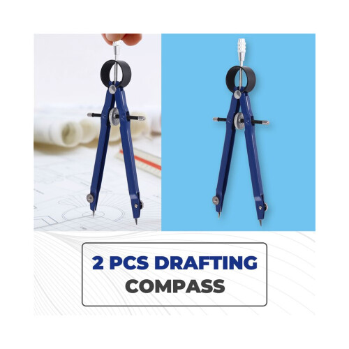 2-Pack Composition Compass with Lock Mathematics Bow Compass Drawing Metal Compass with Wheel Geometry Compass Bow Divider Precision 2