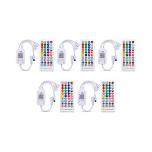 5x DC5-24V LED-Controller + 40-Tasten-Fernbedienung, App-Steuerung und Musiksynchronisation, RGB IR
