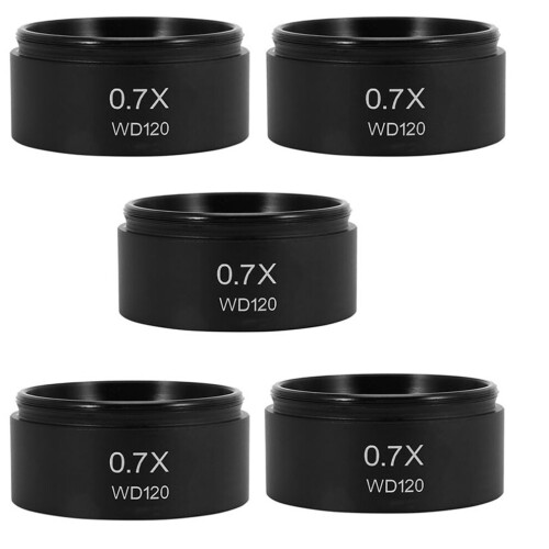5X WD120 0.7X Trinocular Stereo Microscope Attachment Objective Barlow Lens 48 mm Thread