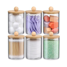 Juego de dispensadores de 6 unidades con tapas de bambú, accesorio para recipiente de baño, organizador