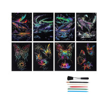 8 Blatt Schmierpapier, im Dunkeln leuchtend, Regenbogen-Zeichenpapier mit 4 Werkzeugen, Gravier- und