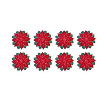 8x Weihnachts-Tischsets mit Stickerei, Applikationen, Weihnachtsstern-Motiv, Weihnachtsblumen-Tischsets