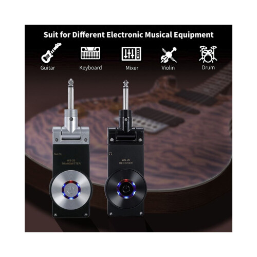 2.4G Guitar Wireless System Transmitter Receiver Rechargeable 180 Rotatable 2