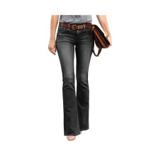 Damen-Bootcut-Jeans, mittelhoch geschnitten, mit Bauchkontrolle, trendige Schlagjeans, gerades Bein,