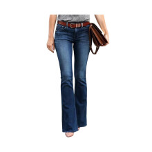 Damen-Bootcut-Jeans, mittelhoch geschnitten, mit Bauchkontrolle, trendige Schlagjeans, gerades Bein,