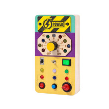 Busy Board Montessori Wooden Busy Board Wooden Toy Sensory Toy with Voice and LED Light Switches for Toddlers