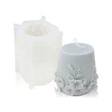 Cylinder Candle Molds Silicone, 3D Rattan Flowers Silicone Candle Mold for Aromatherapy Candles, (B)