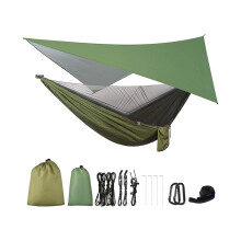 Camping-Hängematte mit Regen-, Außen- und Moskitonetz; tragbare Fallschirmhängematte für Outdoor-Wanderungen.