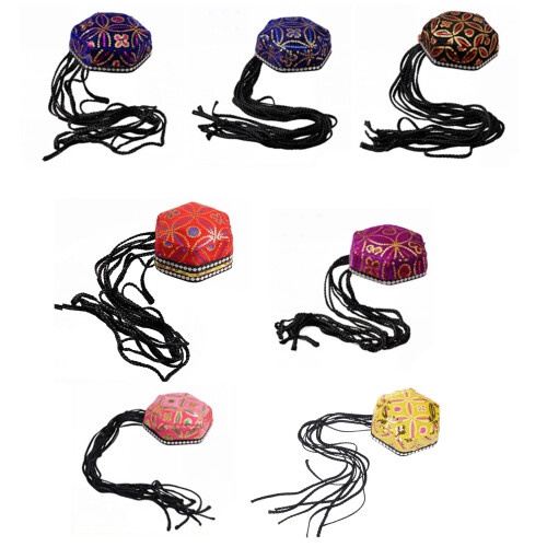 Uyghur Braid Hat Ethnic Hexagonal Cap With-Pur1ple hat 8 braids 1