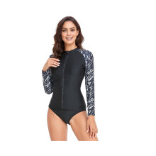 Damen-Badeanzug mit vollständiger Bedeckung, Rashguard, Frontreißverschluss, Einteiler, zum Tauchen