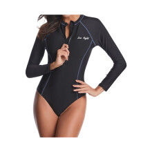 Damen-Badeanzug mit vollständiger Bedeckung, Rashguard, Frontreißverschluss, Einteiler, zum Tauchen
