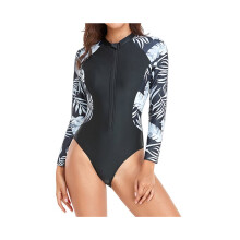 Damen-Badeanzug mit vollständiger Bedeckung, Rashguard, Frontreißverschluss, Einteiler, zum Tauchen