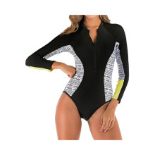Damen-Badeanzug mit vollständiger Bedeckung, Rashguard, Frontreißverschluss, Einteiler, zum Tauchen