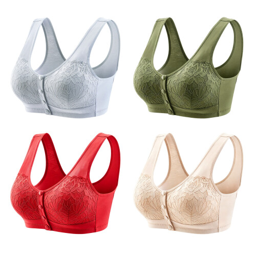 Comfortable Front Hook Lace Bra For-Champagne skin 46 105 2