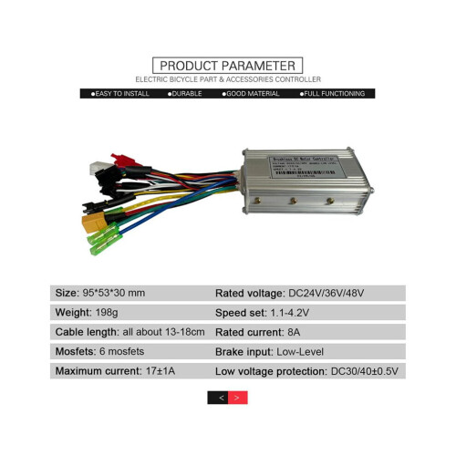 2x E-Bike-Controller 24V 36V 48V E-Bike Hall-Controller 250W 350W 17A Controller Drei-Modus Sinuswelle 2
