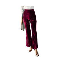 Damen-Palazzohose aus Samt mit elastischem Bund und ausgestelltem Bein, Schlaghose, lässige Streetwear-Hose,