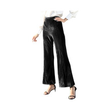 Samt-Palazzohose für Damen mit elastischem Bund und ausgestelltem Bein, Schlaghose, lässige Streetwear-Hose,