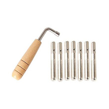 7-piece tuning pins with L-shaped tuning key for lyre harp strings and other primitive stringed instruments