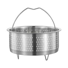 Stainless steel steamer basket, metal steamer insert, steamer insert for vegetables and fruit, sieve with handle