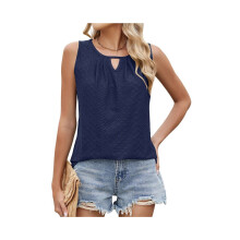 Damen-Tanktop, locker geschnitten, lässig, ärmellos, mit Schlüssellochausschnitt, trendige Sommertops,