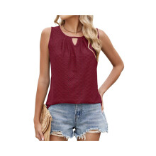Damen-Tanktop, locker geschnitten, lässig, ärmellos, mit Schlüssellochausschnitt, trendige Sommertops,