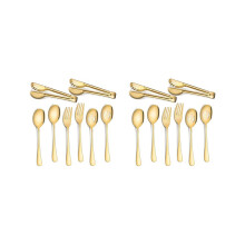 Stainless Steel Cutlery Serving Dish Large Serving Spoon Set for Kitchen (Gold, 16 Pieces)