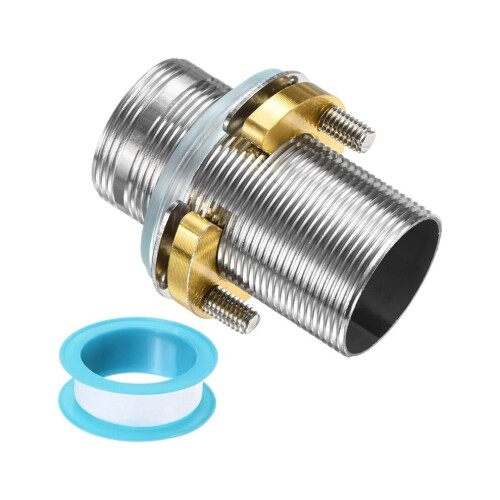 Stainless steel pipe fitting extension set with locking nut, nut and washer