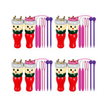 French Knitting Tool 8 Pack, Wooden Knitting Dolly Set Spool Knitting Doll Knitting Loom Toy for Making Bracelets etc.