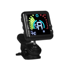 Wiederaufladbares Clip-On-Gitarrenstimmgerät mit Farb-LCD-Display und Stimmmodi für Gitarre, Ukulele,