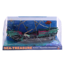 Großes Aquarium-Dekorationsboot aus Kunststoff, Luftteiler, Schiffswrack-Aquariumdekor C