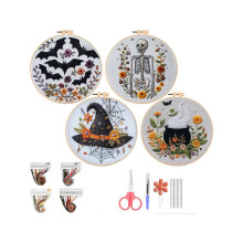 Halloween-Stickset, Halloween-Kreuzstichset, 4-teiliges gotisches Stickset für Anfänger