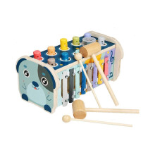 Hand-operated piano xylophone, wooden children's toy, animal dog, 8 different tones with music, early education gift for children